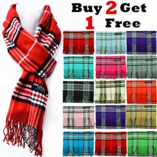 Winter Unisex 100% Cashmere Wool Tartan Wrap Scarf Scotland Made Plaid Scarves