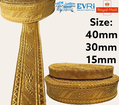 Mylar Zopf Gold 100% Drahtborte''15MM'' für Uniform'Kirchengewand'Ausgefallenes Kostüm