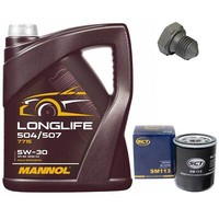 MotoröL Set 5W30 5 Liter + ÖLfilter + ÖLablassschraube FüR Skoda Rapid 1.4 Tdi