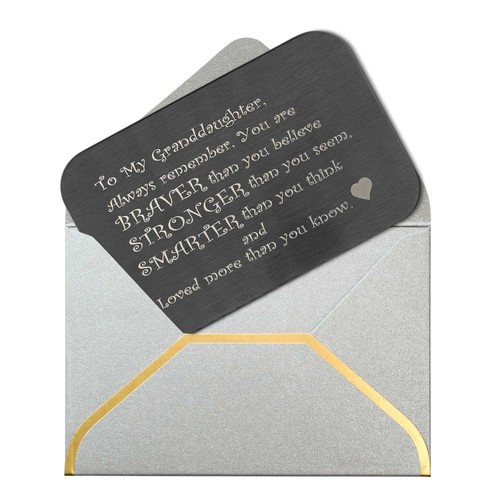 Stainless Steel Braver Stronger Smater Granddaughter Engraved Metal Wallet Card - Picture 14 of 15