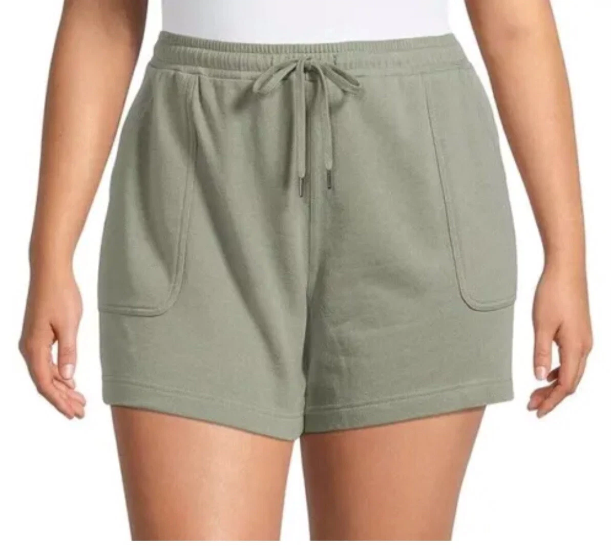 Terra and Sky Women s Plus Pull On Knit Shorts W Pockets Green 2X