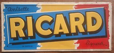 Ancienne Plaque tole RICARD bar cafe pub restaurant cuisine 49x22cm
