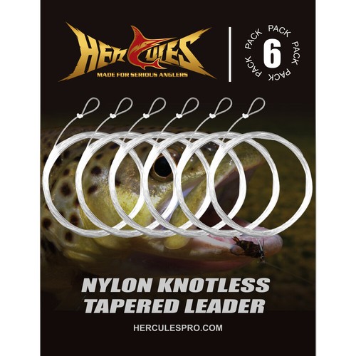 HERCULES 6 Pack Fly Fishing Tapered Leader Clear Line with Loop 0/1/2/3/4/5/6/7X - Foto 5 di 17