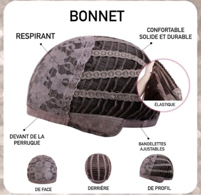 Perruque Synthétique Femme Courte Couleur Brun Foncé - Bonnet Taille M, Raie Libre, Monofilament - Neuve