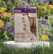 New Bucilla Stamped Pillowcases 65330 Floral Squares