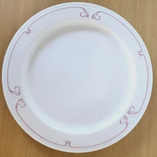 Syracuse China Melrose Savoy Shape Luncheon Plate 9" Pink Scroll Restaruant Ware