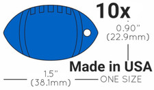 10x Anodized Aluminum Pet ID Tag Blank Football Blue Made in USA (Lead Free)