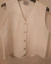 Sahara Waistcoat Womens Large Ivory Cream Vest Lagenlook Boho Tailored Vintage