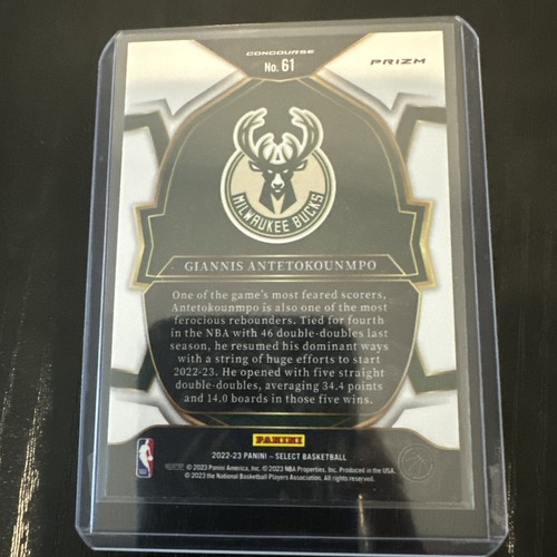 2022-23 Panini Select #61 Giannis Antetokounmpo Red Cracked Ice Prizms Bucks - Picture 2 of 6