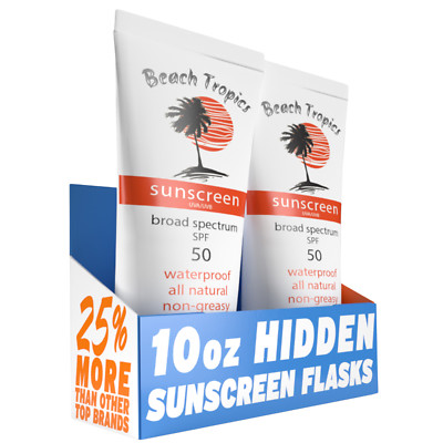 Secret Flask - Set of 2 Hidden Flasks for Liquor looks like sunscreen bottle