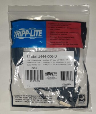 TRIPP-LITE USB 3.2 Gen 1 Type C (m) to DVI (m) Cable Model: U444-006-D 6 ft