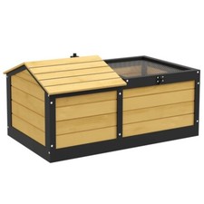 PawHut Wooden Tortoise House, Small Pet Reptile with Hide Shelter Den and Run