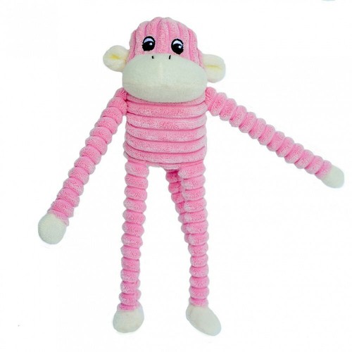 Spencer the Crinkle Monkey Dog Toy with Dangling Arms & Legs - Pink - Picture 1 of 3