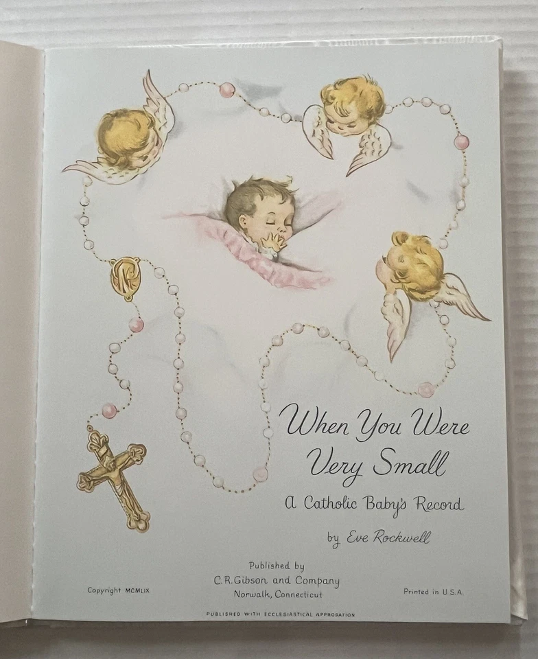 Libro de recuerdos de bebé vintage CR Gibson cuando eras pequeño católico unisex 1959 Foto 3 de 4