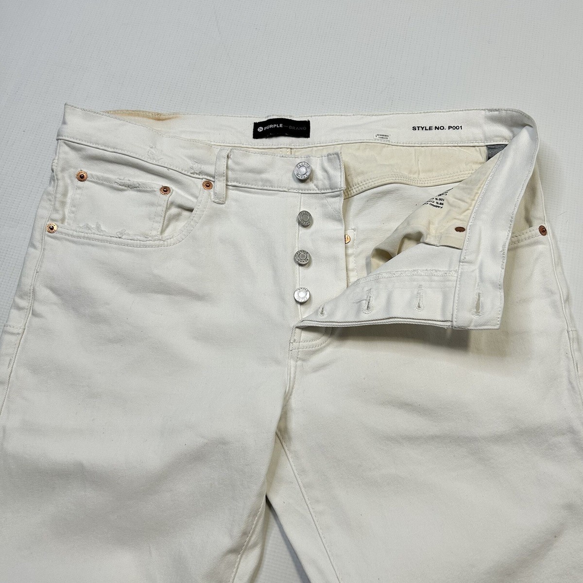 Purple Brand White Jeans Mens Slim Fit P001 Size 36X 33 Tall