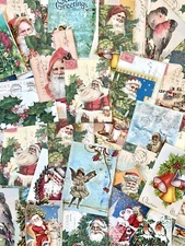Christmas Card Prints Lot Of 50+ Vintage Xmas Cards Tags Christmas Decor  #CL50