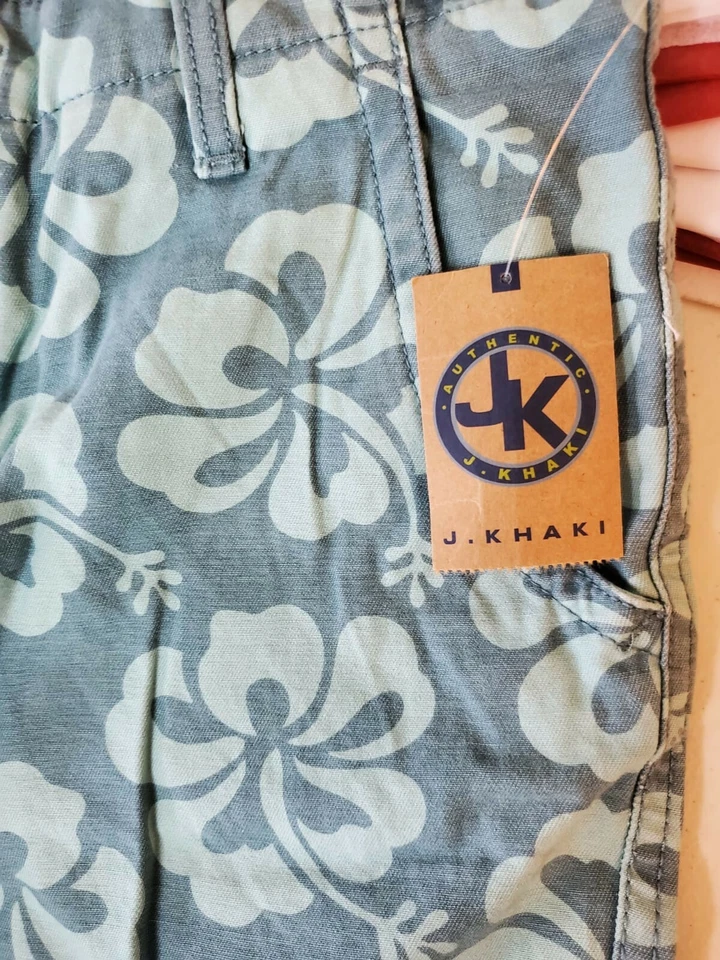 Shorts cargo cáqui floral havaiano masculino férias praia ao ar livre tamanho 16 verde J - Imagem 4 de 4