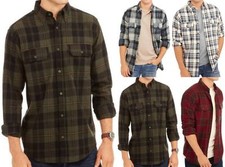 Mens Longsleeve Button Down Plaid Flannel Collar Shirt