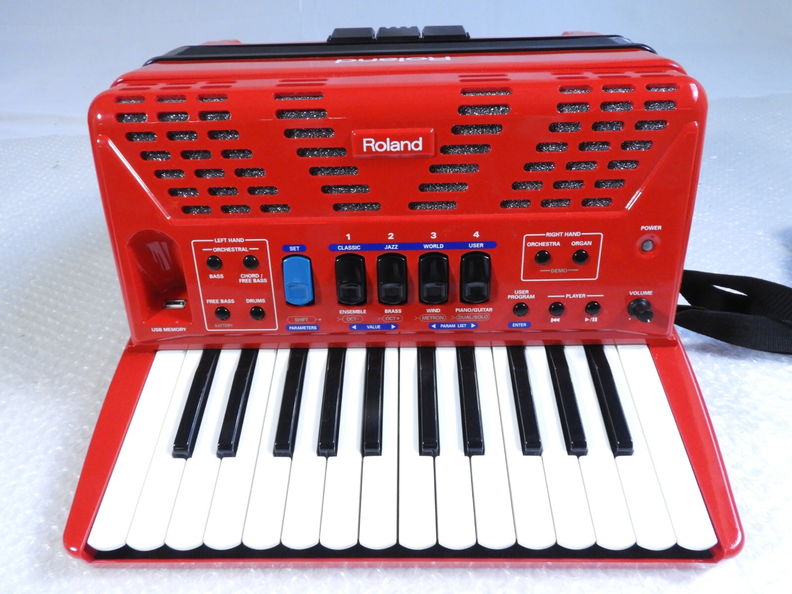Roland FR1X RD Red VAccordion 26 Piano Key Builtin Amplifier and