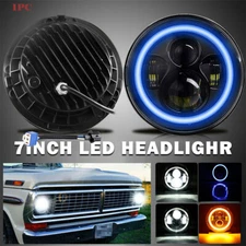 7" Halo LED Headlight Blue HALO DRL Fit 1953-1977 Ford F-100 F-250 F-350 Pickup