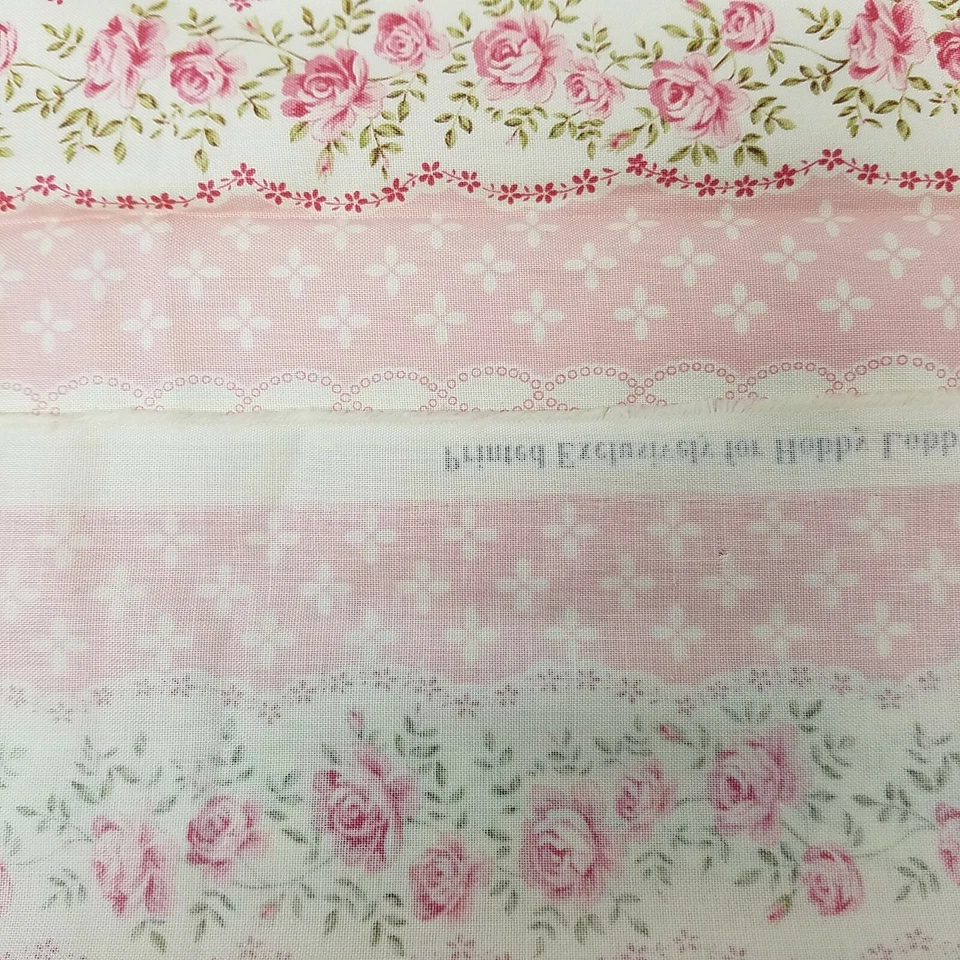 Pink Antique Roses Calico Floral Fabric Hobby Lobby Screenprinted Cotton - Image 2 of 3