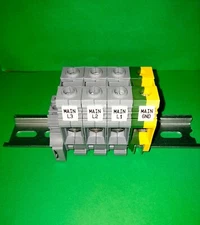 Power Distribution DIN Rail Terminal Block Assembly AC, 0 AWG, 150A, 600V