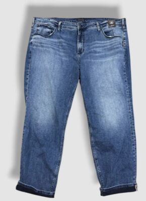 Silver Jeans Co. Women's Blue Beau Mid Rise Slim Leg Jeans Pants Plus Size 22W