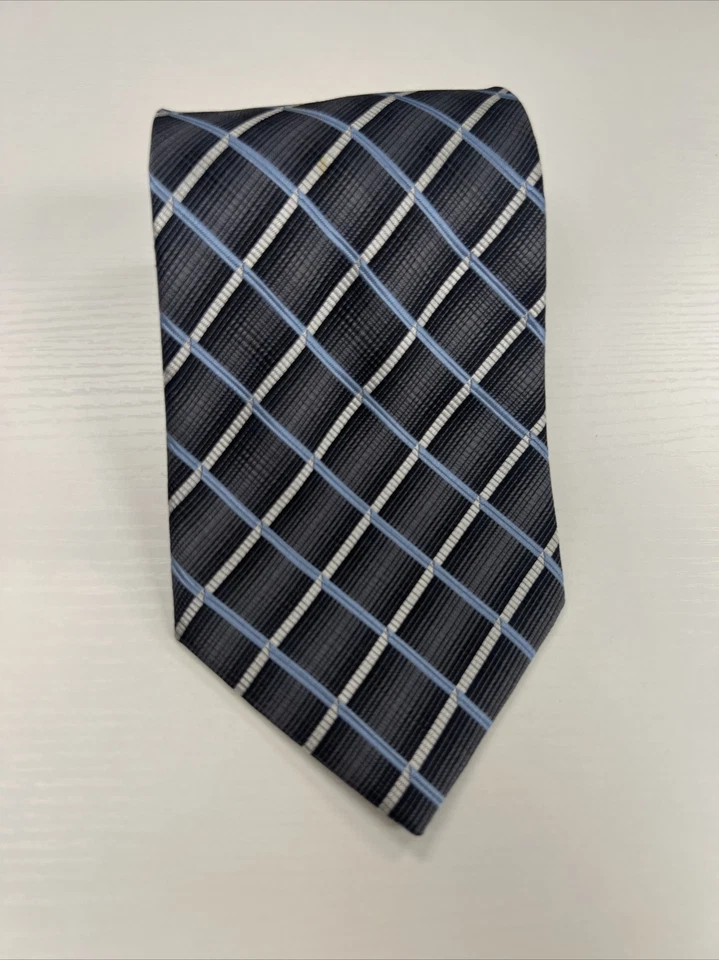 Jos A. Corbata de cuello Bank para hombre gris y azul claro Argyle a cuadros seda $89 Foto 2 de 4