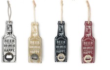 Apribottiglie a forma di bottiglia di birra da parete cavatapp in legno vintage 