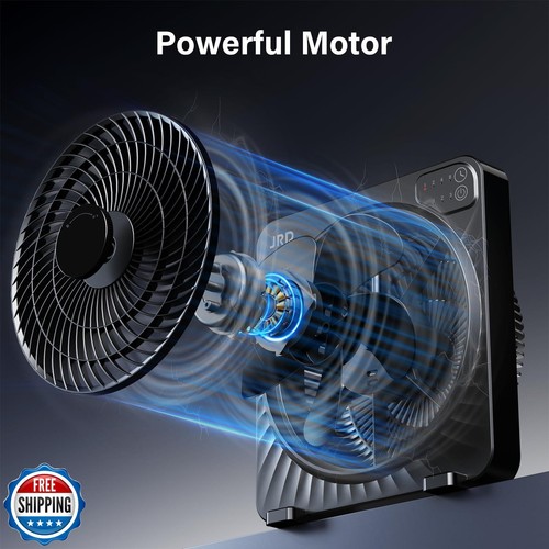 JRD 13inch Box Fan with Robust Airflow, Cooling Desk Fan with Digital Touch C - Picture 2 of 5