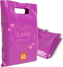 OPTIPAK 16x18 Plastic Bags – 50 Pack with Die-Cut Handles for Retail & Party