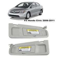 For 2006-2011 Honda Civic Plastic Light Gray Sun Visor Clear Gray Left+ Right