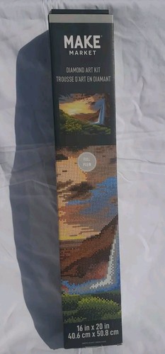 Diamond Art Kit Sonnenuntergang Wasserfall Neu 16 x 20 Zoll von Make Market