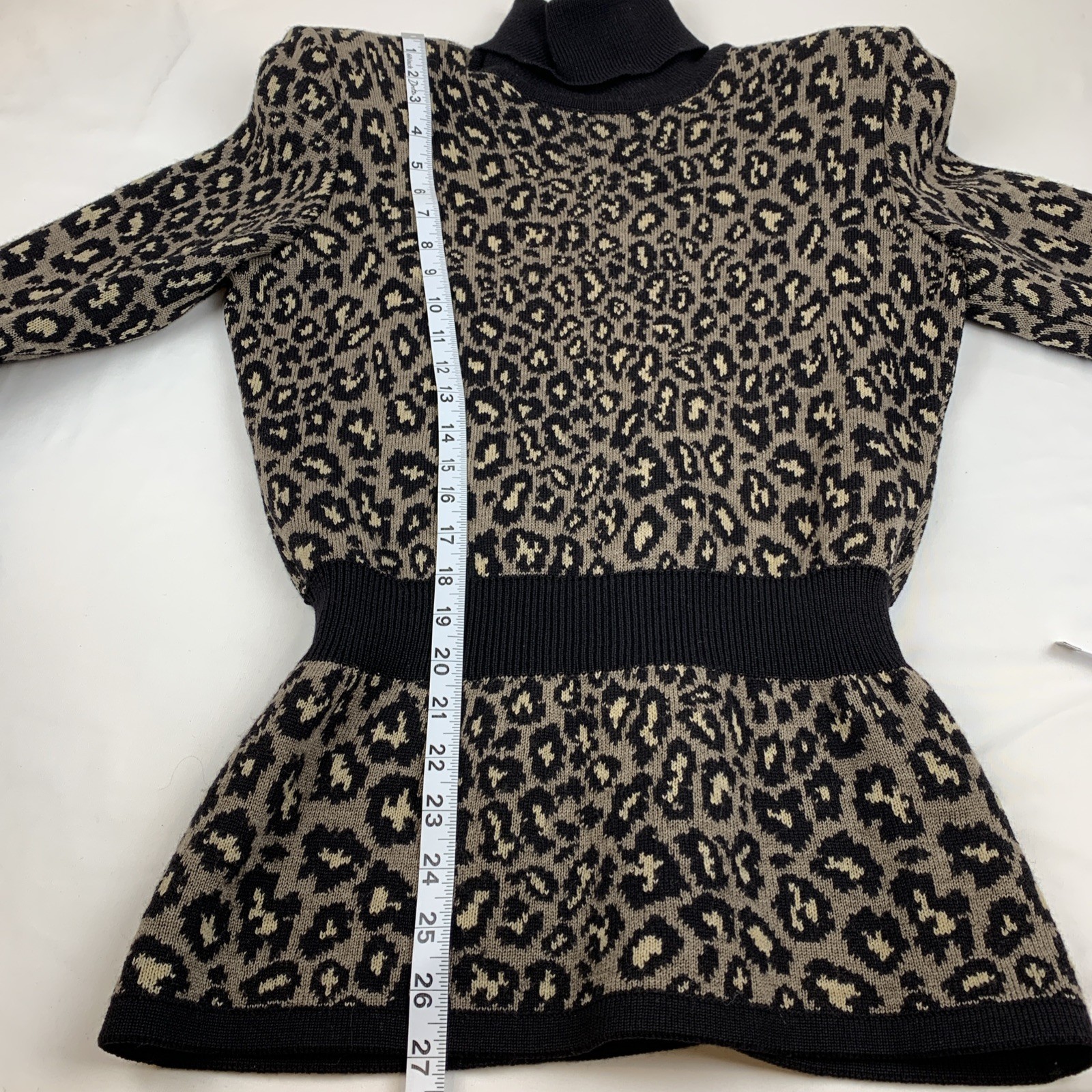 Vtg Valentino V Studio In Italy 100% Wool Knit Leopard Print 80s Women 8 Rare thumbnail 14
