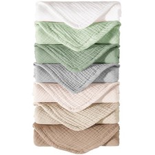 Konssy Muslin Baby Burp Cloths Sets for Unisex- 7 Pack Soft 100 Cotton Burping