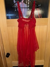 VTG FARiS RED CHiFFON SATiN LACE /black Lace Lingerie And Fredrick s Cover X3