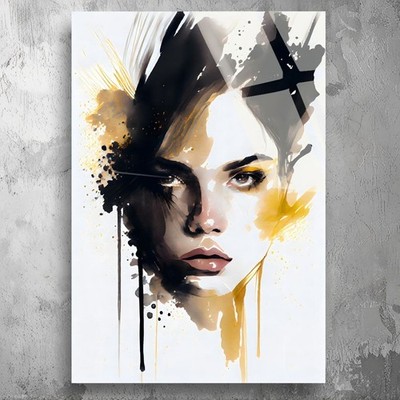  3D Painting Abstract Woman Portrait UV Printed Acrylic Glass Stylish Decor
