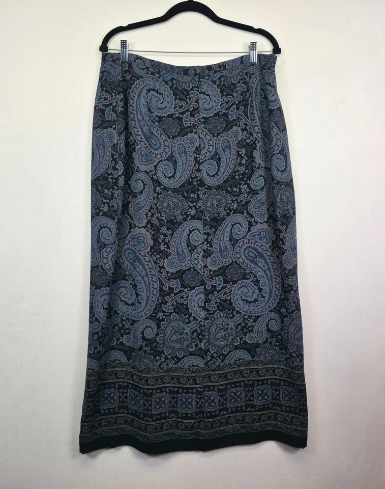 Повседневный угловой приложение макси юбка женщин 16 синий черный пейсли прихотливый капсулы - Изображение 3 из 4