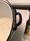 VINTAGE ENAMELWARE  PAIL WTH WOODEN HANDLE AND SPOUT 15 X 8 FARM HOUSE — photo 8