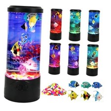 Bubble Fish Lamp, 7-Color Artificial Aquarium Lamp with 7-Color 6 Fish