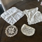 Vintage Crochet Doily Beige/White Square/round Lot of 4 Linen/cotton — photo 6