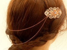 Headpiece Hair Accessories with Celtic Knot Copper Tone Two Hair Clips