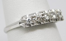 13 - 14 kt White Gold 5 Stone Diamond Wedding Half Band Ring Size 6 1/2 B9237