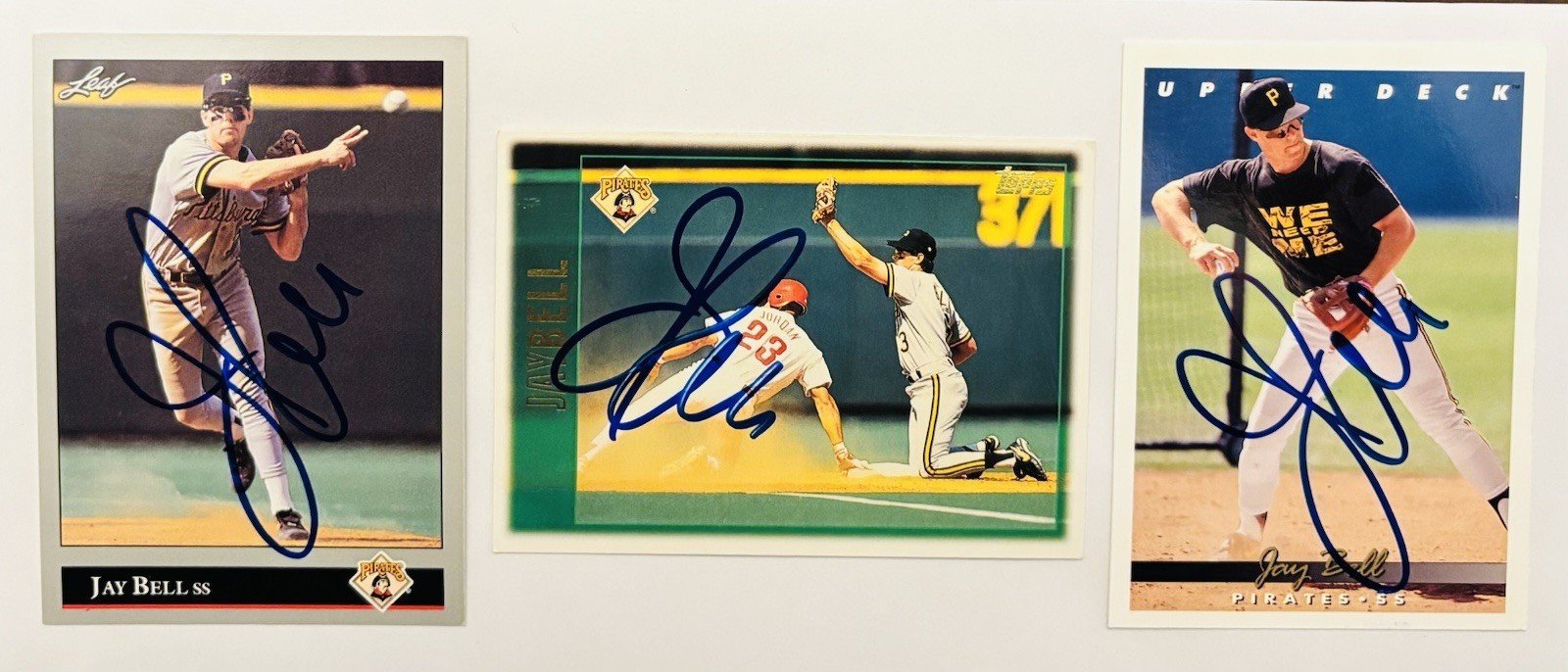 Jay Bell Pittsburgh Pirates Autographed Signed 3 Card Lot