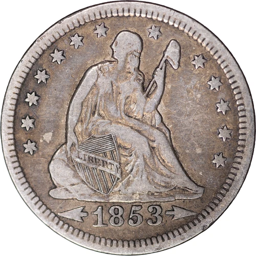 1853 25c Seated Liberty Quarter - Arrows & Rays ~ Fine Details