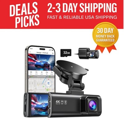 Advanced 4K Wi-Fi Dash Cam with 3.16'' Screen - Front & Rear Recording, 32GB