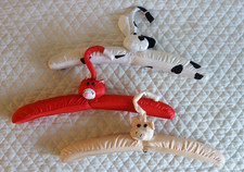 3 Vtg Padded Fabric Animal Clothes Hangers for infants baby children