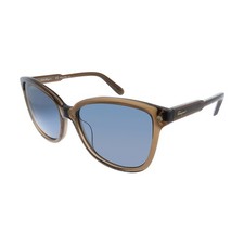 New Salvatore Ferragamo SF 815S 210 Brown Plastic Square Sunglasses Blue Lens