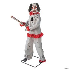 Halloween Animatronic Lifesize Standing Clown W/ Baseball Bat Haunted House Prop