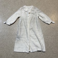 Vintage 1960s Women's White Bath Robe Housecoat Size Small Button Down - READ